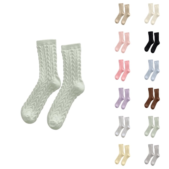 Warm Fuzzy Socks for Women 2025 Winter Cute Comfort Thermal Soft Cable Knit Crew Socks