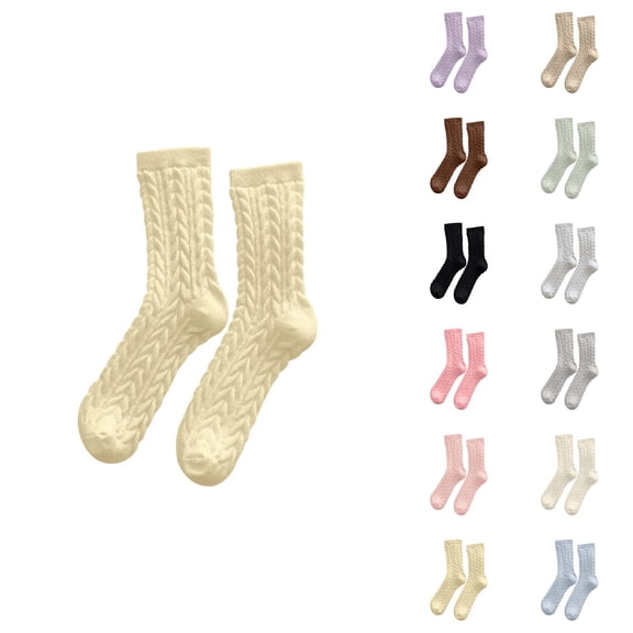 Warm Fuzzy Socks for Women 2025 Winter Soft Cable Knit Cute Thermal Cozy Crew Socks