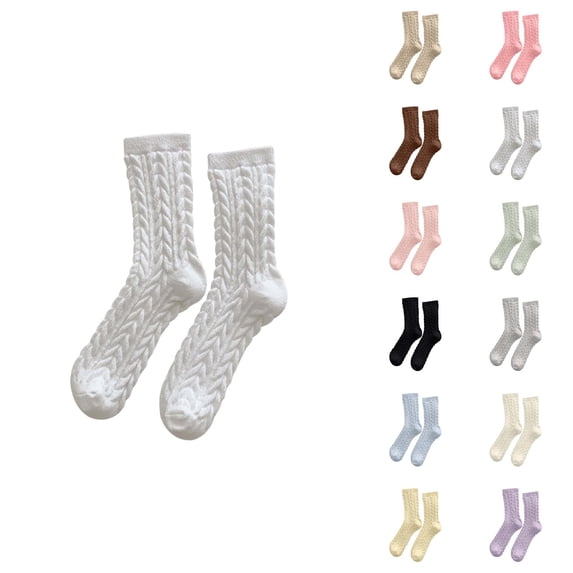 Warm Fuzzy Socks for Women 2025 Winter Soft Cute Cozy Cable Knit Thermal Crew Socks