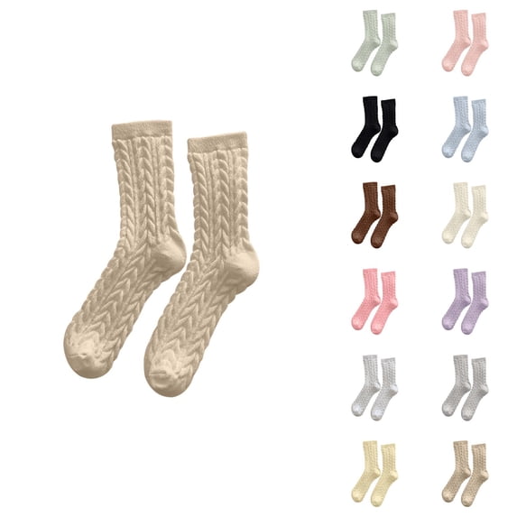 Warm Fuzzy Socks for Women 2026 Winter Comfort Cable Knit Thermal Soft Cute Crew Socks