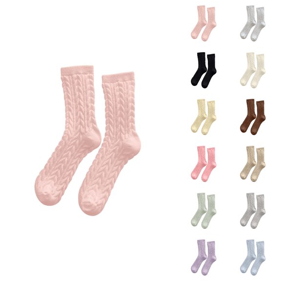 Warm Fuzzy Socks for Women 2026 Winter Comfort Cute Cable Knit Soft Thermal Crew Socks