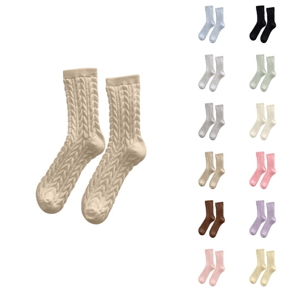 Warm Fuzzy Socks for Women 2026 Winter Comfort Thermal Soft Cute Cable Knit Crew Socks