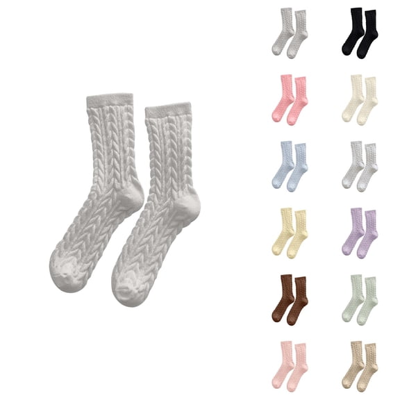 Warm Fuzzy Socks for Women 2026 Winter Cute Cable Knit Thermal Cozy Soft Crew Socks