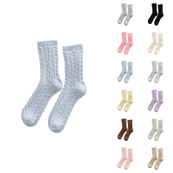 Warm Fuzzy Socks for Women 2026 Winter Cute Cable Knit Thermal Cozy Soft Crew Socks