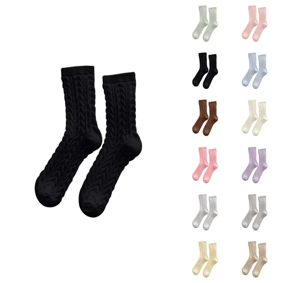 Warm Fuzzy Socks for Women 2026 Winter Cute Cable Knit Thermal Cozy Soft Crew Socks