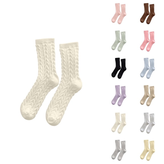 Warm Fuzzy Socks for Women 2026 Winter Soft Comfort Thermal Cute Cable Knit Crew Socks