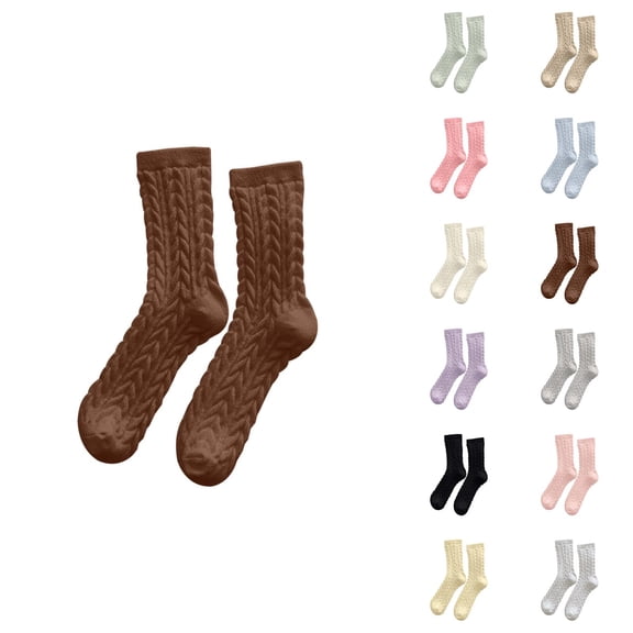 Warm Fuzzy Socks for Women 2026 Winter Soft Thermal Cozy Cable Knit Cute Crew Socks