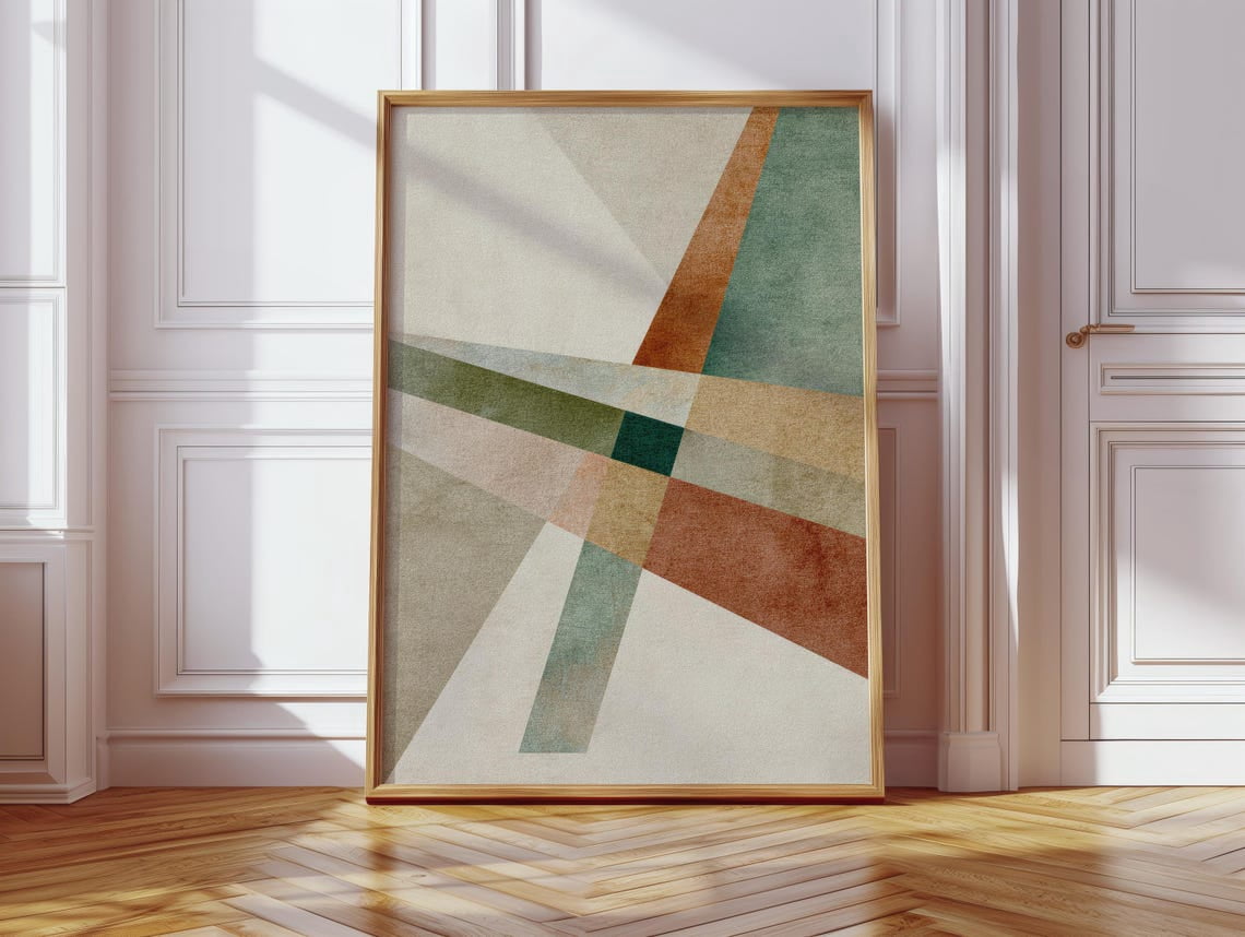 Warm Geometric Abstract Wall Art Print, Boho Decor - Walmart.com