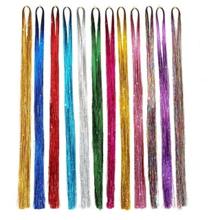 Red Hair Tinsel Kit: 48 Inches 7Pcs 2100 Sparkling Strands Glitter Tinsel  Hair Extensions with Tools - Fairy Heat Resistant Hair Tinsel Accessories