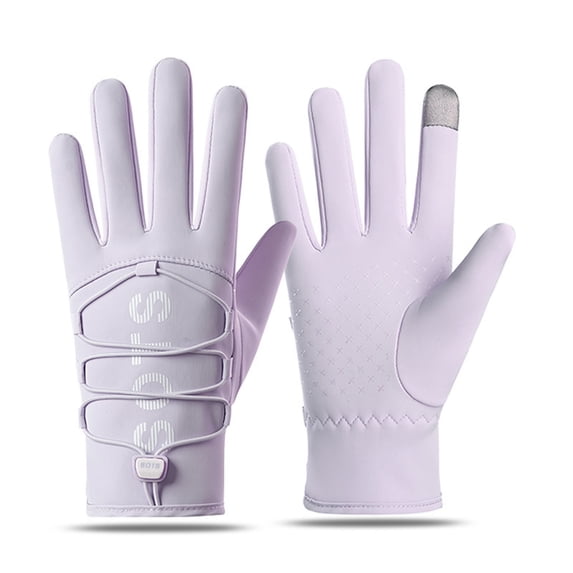 Warm Gloves Thermal Full Finger Gloves Snap Windproof Touchscreen Snow Mittens Purple One Size