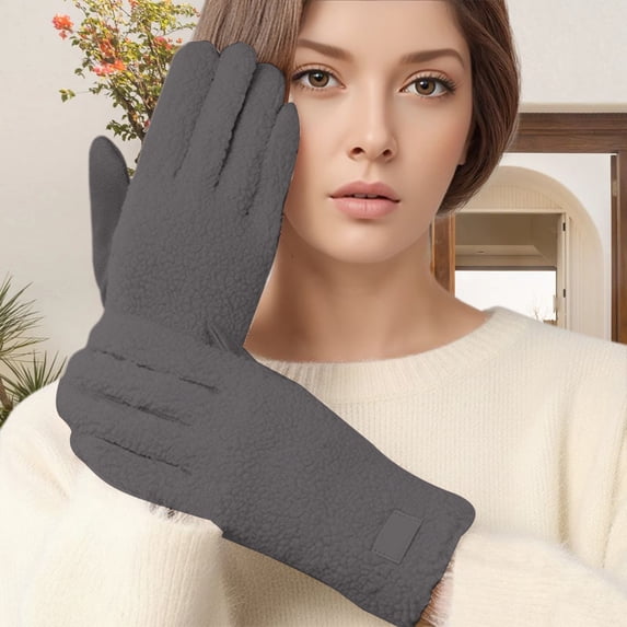 Warm Gloves Thermal Gloves Windproof Touchscreen Cold Weather Riding Skiing Winter Mittens Dark Gray One Size
