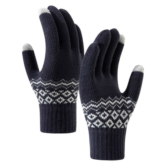 Warm Gloves Winter Gloves Screen Gloves Women's Winter Thickened Cold Riding Warm Knitted Wool Gloves