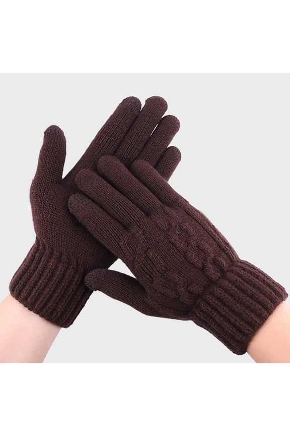 Warm Gloves for Cold Weather Touchscreen Knit Winter Thick Cozy Warm Full Finger Support Comfortable Mittens Coffee One Size