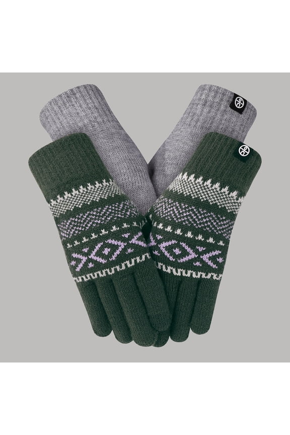 Warm Gloves for Cold Weather Winter Knitted Thermal Soft Touchscreen Texting Handwear Couples Mittens White One Size