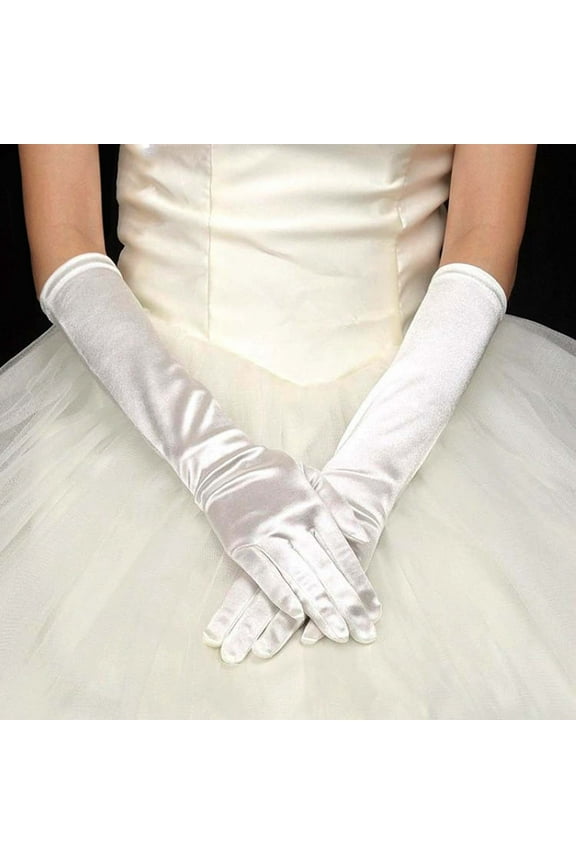 Warm Gloves for Women Touchscreen New Womens Satin Long Gloves Opera Wedding Bridal Evening Party Prom Gloves Style B-70 Beige One Size