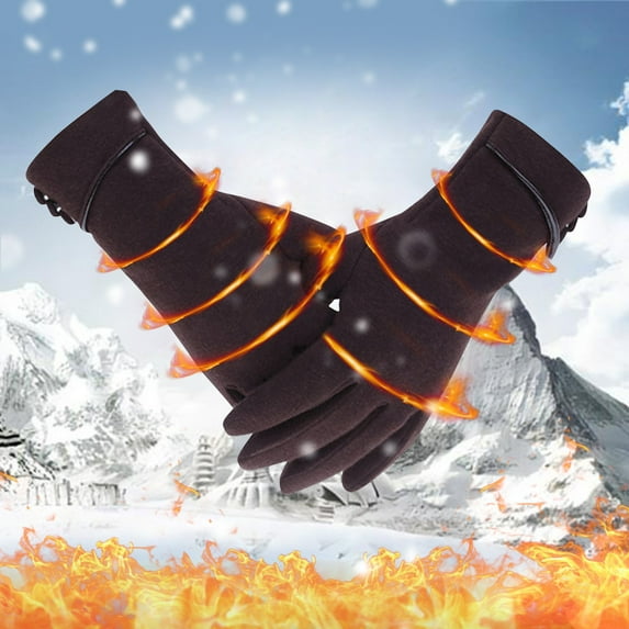 Warm Gloves for Women Winter New Women's Fall and Winter Fashionable Solid Color Thickened Cold and Warm Screen Gloves Style B-108 Brown One Size