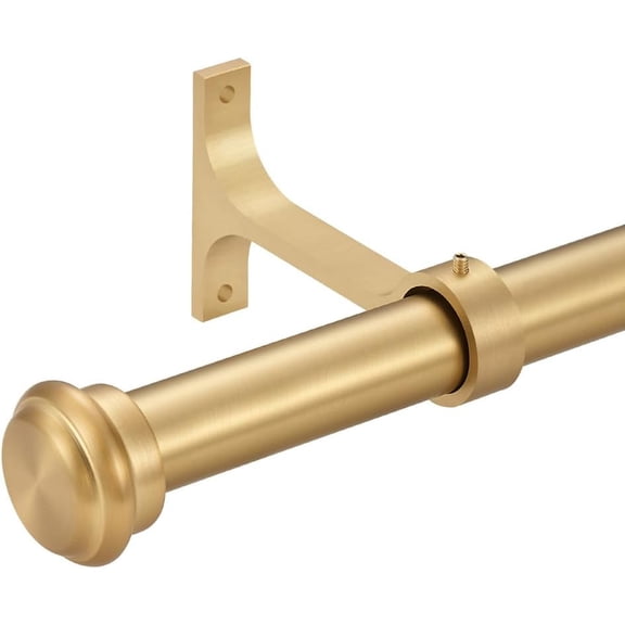 Warm Gold Curtain Rods, Heavy Duty Single Curtain Rods, Decorative Drapery Rods with Aluminum Alloy End Cap Finials, Wall Mount and Ceiling Mount Curtain Rods