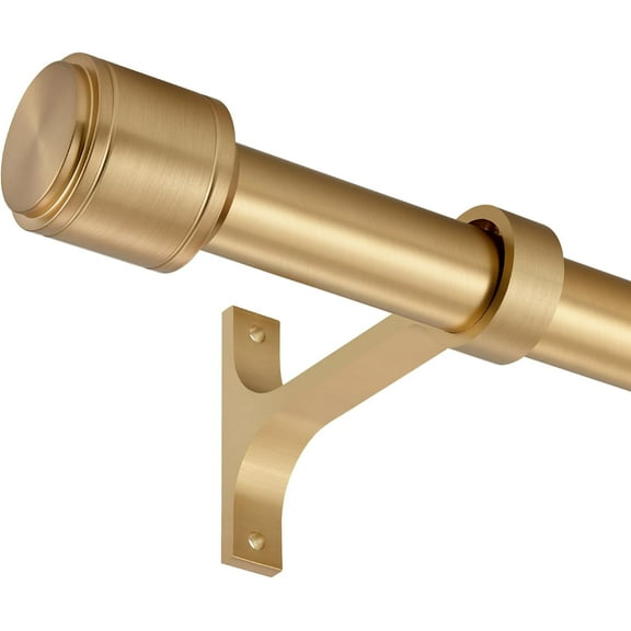Warm Gold Curtain Rods for Windows 16 to 168 Inch, 1 Inch Diameter Blackout Curtain Rod with Aluminum Cylinder Finials and Full Surround Brackets, Window Curtain Rod for Wall and Ceiling Mount