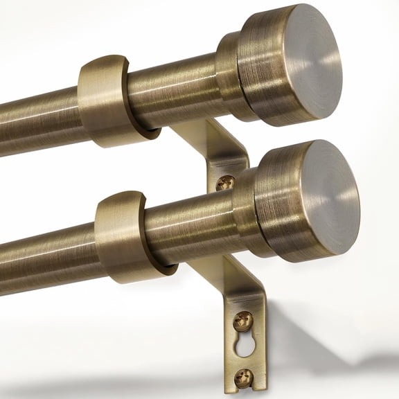 Warm Gold Curtain Rods for Windows 72 to 144 Adjustable Length Heavy Duty 1" Diameter Brass Bronze Long Window Curtain Rod with Solid Metal Finials for Outdoor Farmhouse Bedroom Living Room
