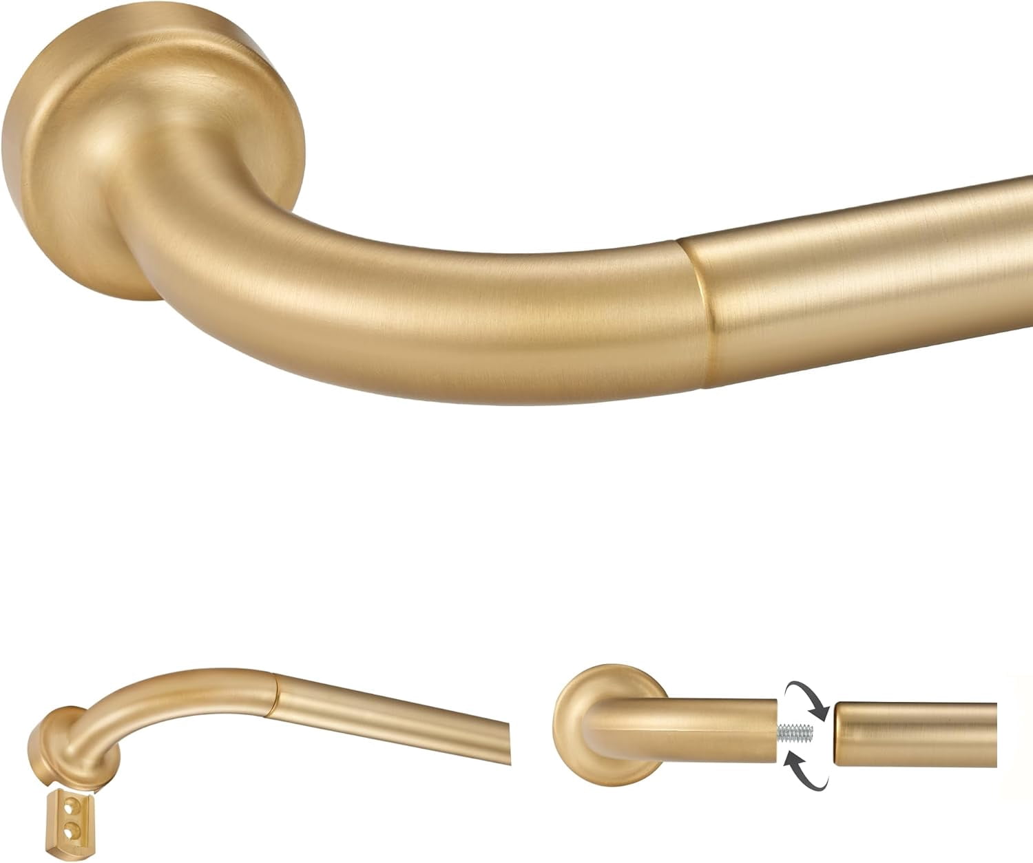Warm Gold Disc Curtain Rods, 84-144 Inches Window Curtain Rod ...