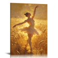 thumbnail image 1 of Warm Gold Light Wheat Field Ballerina Art Printed Canvas Wall Art Hidden Wooden Frame Artistic Healing Decor for Living Room and Bedroom 16x24in, 1 of 8