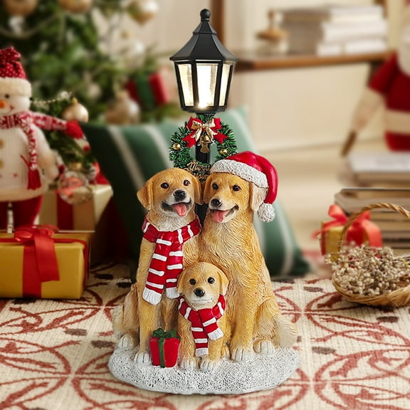 Warm Golden Retriever Family, Christmas Lights Decorations, Cozy Candlelight Dinner Center Decor, Unique Christmas Gifts for Dog Lover, Holiday Party Christmas ornaments, Idea Christmas Gifts