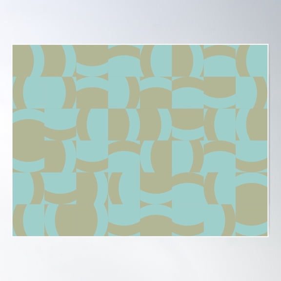 Warm Gray And Water Green Tiles Composition V Poster Wall Art, Modern Wall Decor For Living Room Bedroom, 16x24 UNFRAMED
