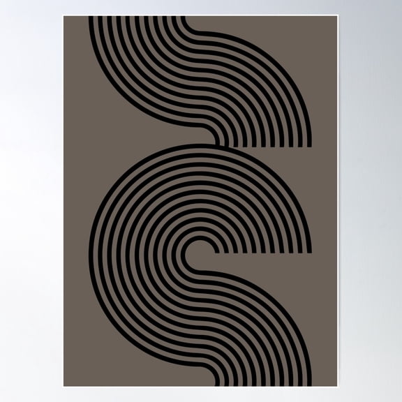 Warm Grey 70S Style Retro Line Pattern Poster Wall Art, Modern Wall Decor For Living Room Bedroom, 16x24 UNFRAMED
