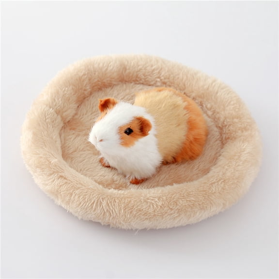 Warm Guinea Pig Bed,Outer Inner Diameter Hamster Beds with Plush, Machine Washable Small Pet Hideout, Cozy Carrier Cage Accessories for Small Dwarf Rabbits Hedgehog Squirrel Ferret(L,Camel)