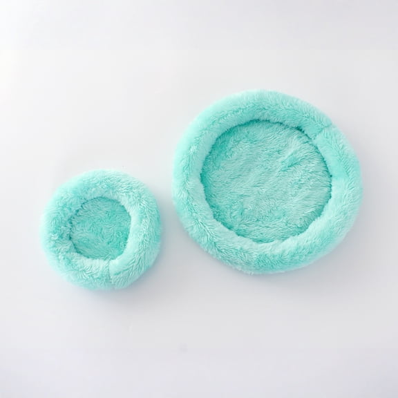 Warm Guinea Pig Bed,Outer Inner Diameter Hamster Beds with Plush, Machine Washable Small Pet Hideout, Cozy Carrier Cage Accessories for Small Dwarf Rabbits Hedgehog Squirrel Ferret(S,Sky Blue)