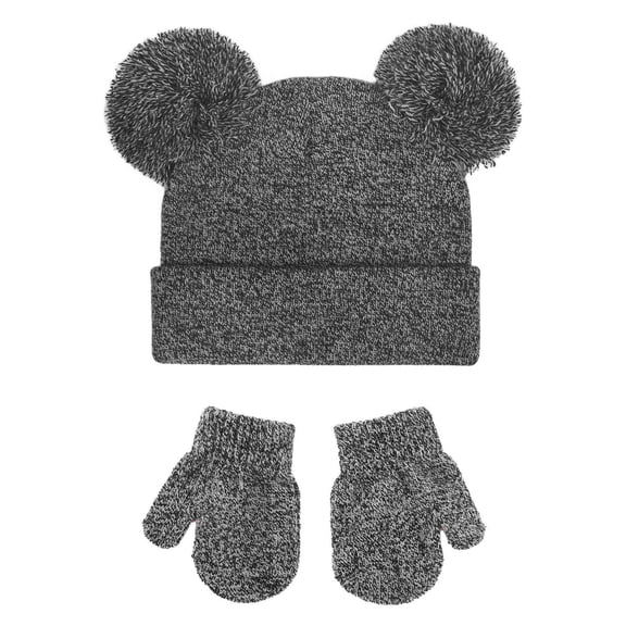 Warm Hats for Children Solid Color Hat Boys and Girls Knitted Warm Hat Gloves Two-Piece Set Trendy Baby Beanie Hat Gloves Set Casual Cute Soft Comfortable Breathable Hats Set 3-8 Years