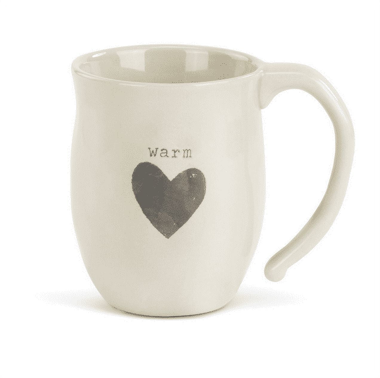 Warm Heart White Ceramic Inspirational Coffee Mug