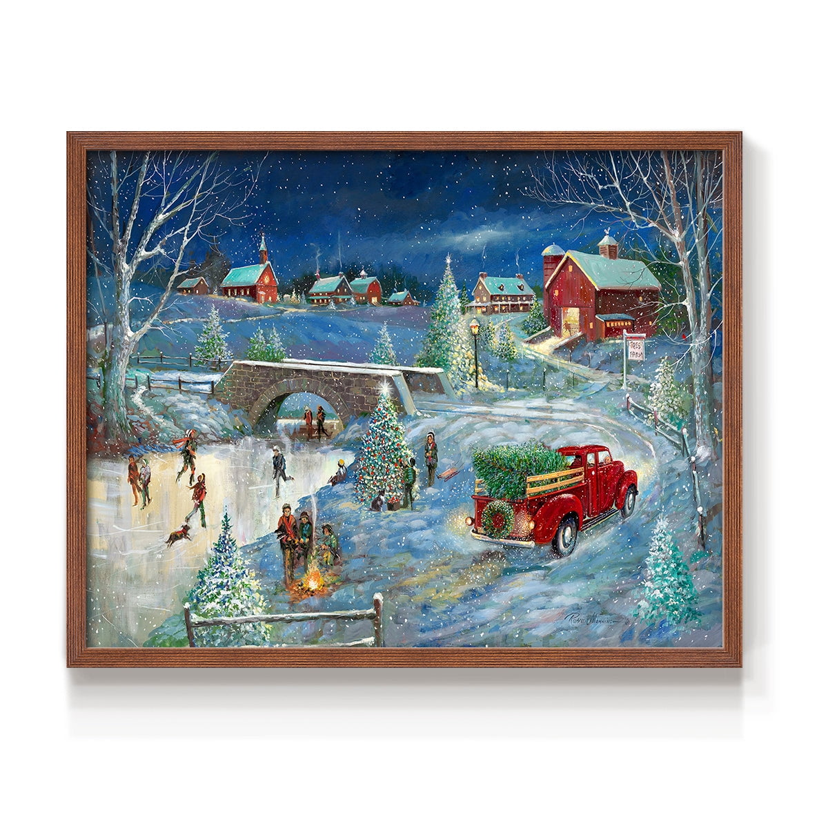 Warm Holiday Memories by Ruane Manning - Restickable Framed Giclée Print with Real Wood Frame