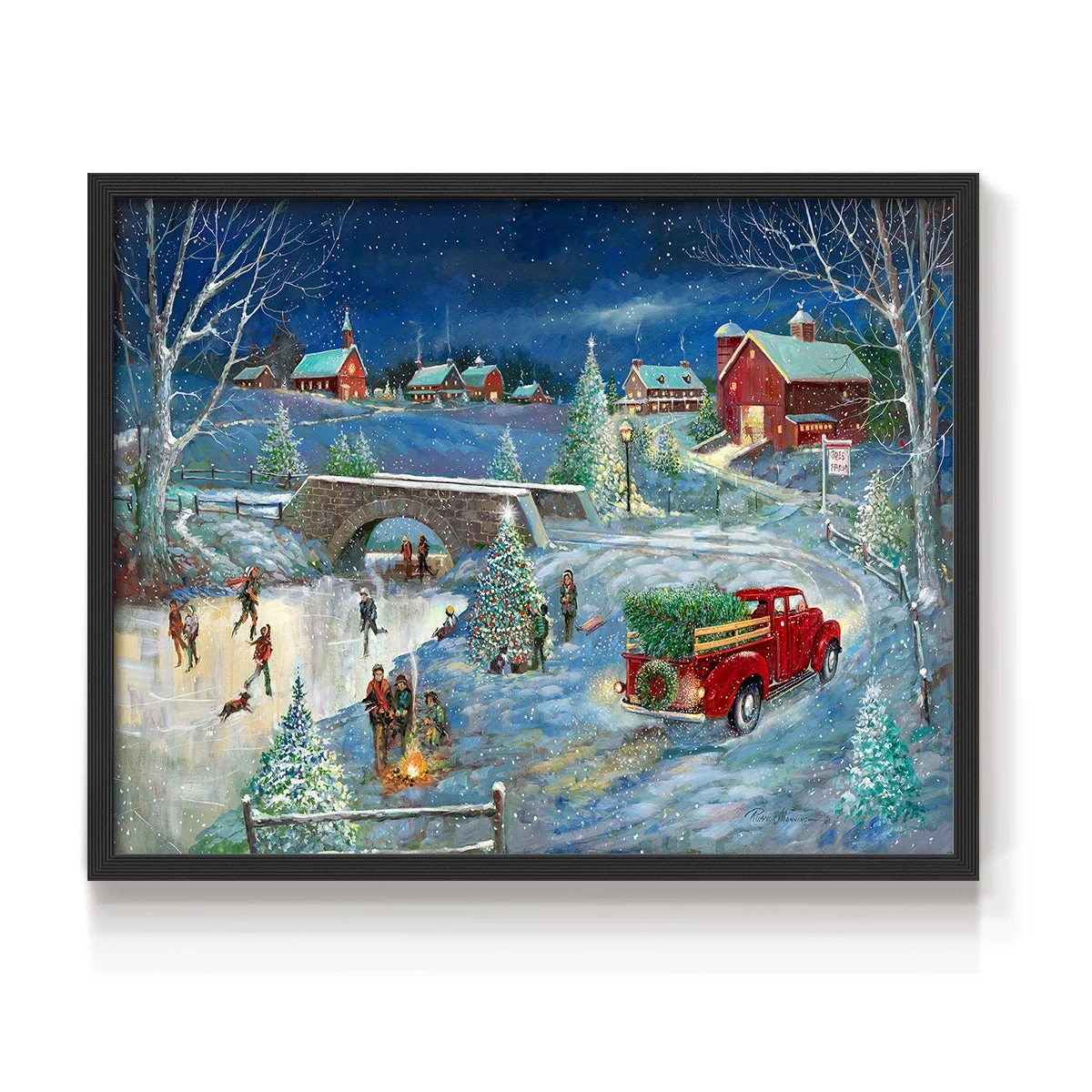 Warm Holiday Memories by Ruane Manning - Restickable Framed Giclée Print with Real Wood Frame