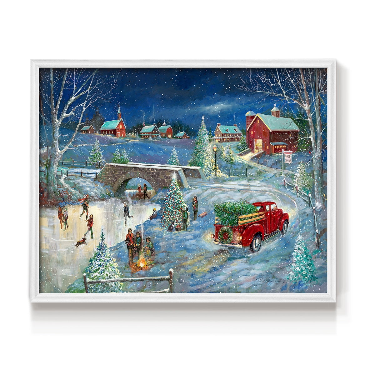 Warm Holiday Memories by Ruane Manning - Restickable Framed Giclée Print with Real Wood Frame