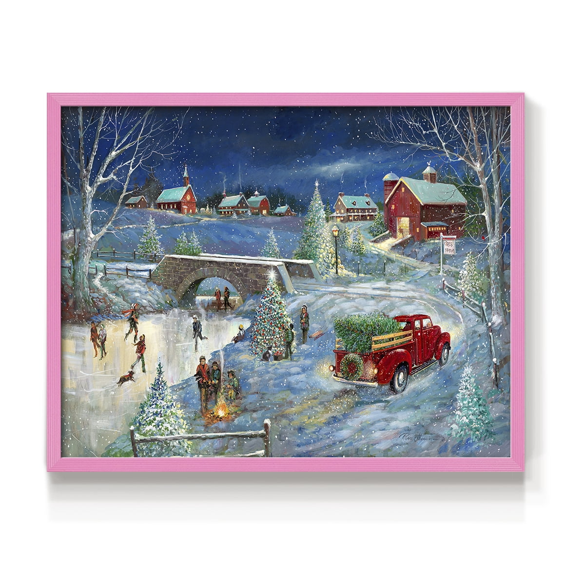 Warm Holiday Memories by Ruane Manning - Restickable Framed Giclée Print with Real Wood Frame