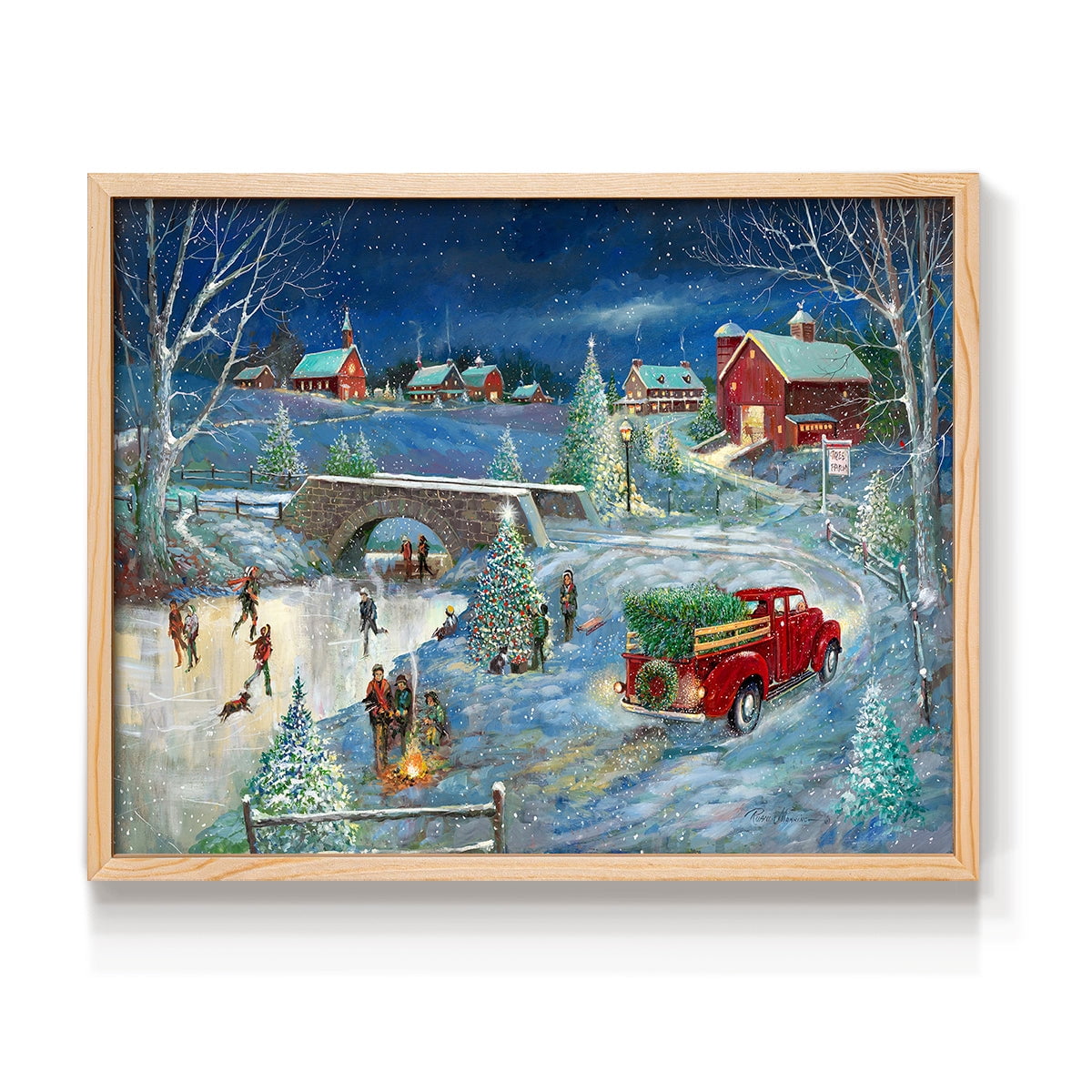 Warm Holiday Memories by Ruane Manning - Restickable Framed Giclée Print with Real Wood Frame