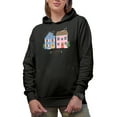 thumbnail image 1 of Warm Holiday Wishes, Handrawn Winter or Christmas Art Merch Gift, Black Hooded Sweatshirt or Hoodie, Small, 1 of 5