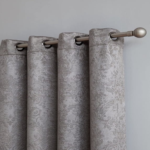 Warm Home Designs 1 Pair of 54 x 84 Light Grey Blackout Curtains with Embossed Textured Damask Pattern. EV Grey 2x54x84