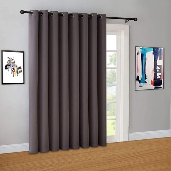 Warm Home Designs 1 Panel of Dark Charcoal Color Blackout Patio Door Curtains. Each Extra Wide Insulated Thermal Sliding Door Panel is 102" X 84" in Size. N Charcoal Patio 84