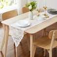 thumbnail image 1 of Warm Home Designs 14 x 36 White Lace Table Runner with Rose Design & 2 Attached Tassels. MTR White 36, 1 of 6