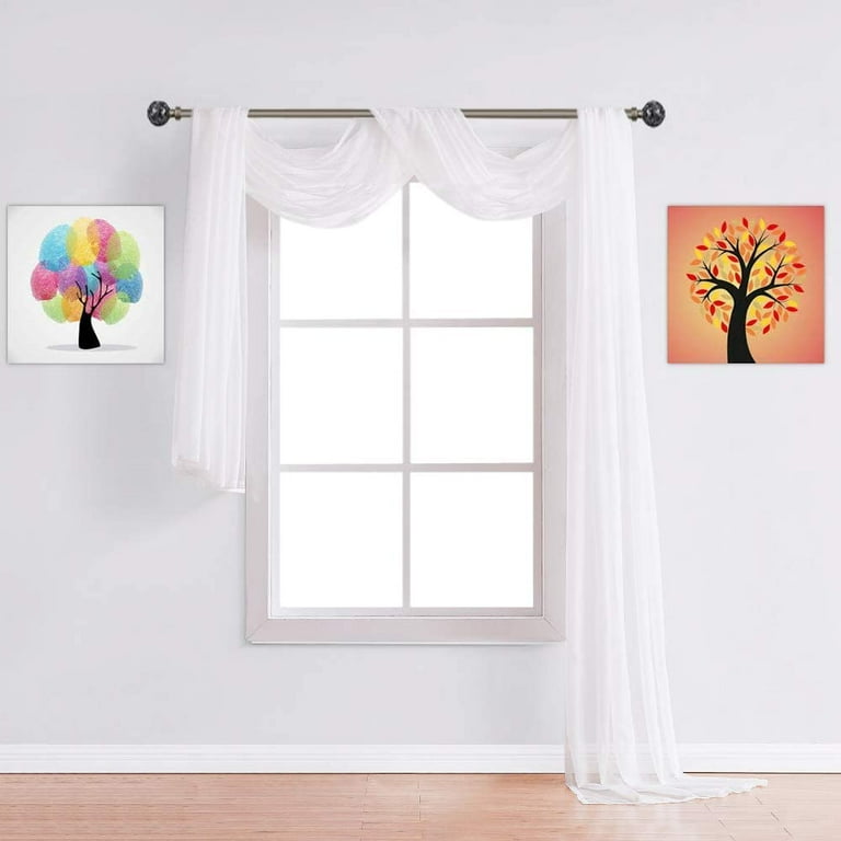 Warm Home Designs 18 Feet Sheer White Color Window Scarf. Valance Scarves are 55 x 216 Inches in Size. Great as Bed Canopy or Wedding Arch Draping