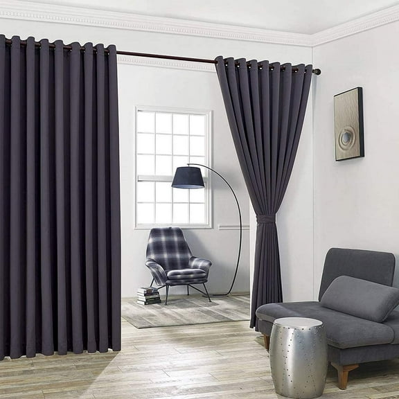 Warm Home Designs 2 Extra Large, Extra Wide Charcoal Color Floor-To-Ceiling 108" x 108” Inch Room Divider Curtains. Each Drape Come with 2 Matching Tie-Backs. N Charcoal Wall 108