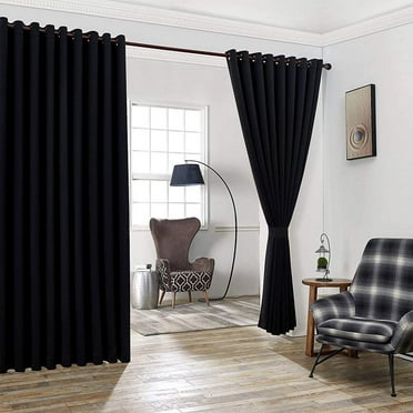 Warm Home Designs 2 Extra Large, Extra Wide Black Color Floor-To-Ceiling 108" x 108” Inch Room Divider Curtains. Each Drape Come with 2 Matching Tie-Backs. Total Width is 216 Inches (18 feet).