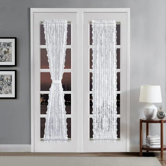 Warm Home Designs 30" W x 72" L White Lace French Door Curtains. LFD White 30x72