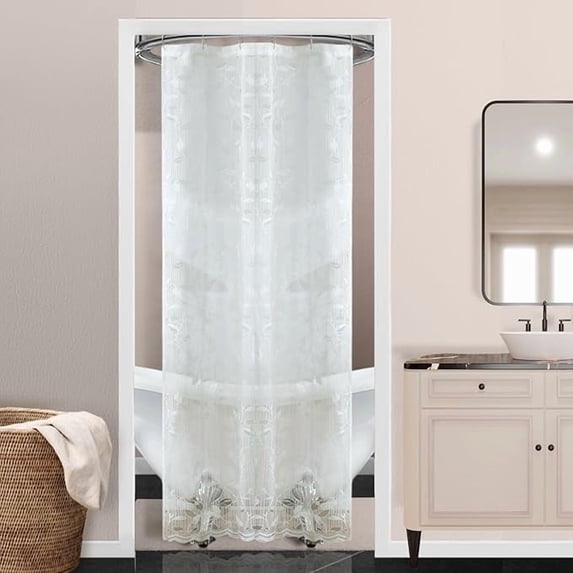 Warm Home Designs 36" W x 72" L Ivory Lace Shower Curtain. GR Ivory 36