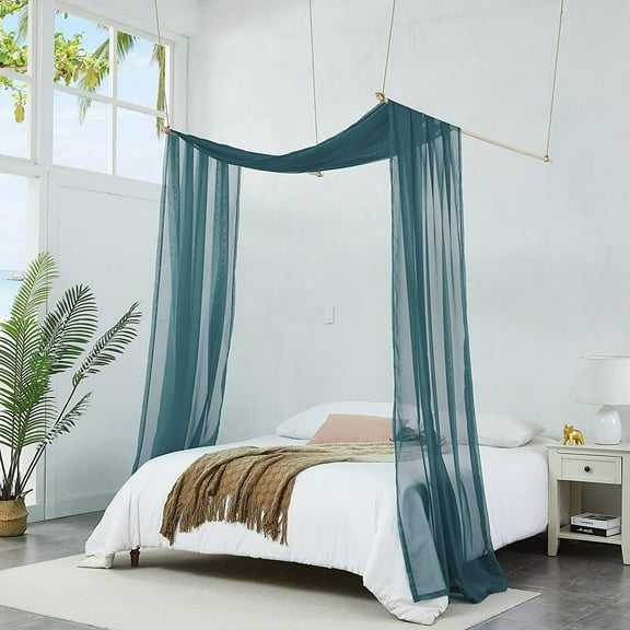Warm Home Designs 55" W x 144" L Dusty Blue Bed Canopy Curtains for Twin Bed. BC D Blue 144