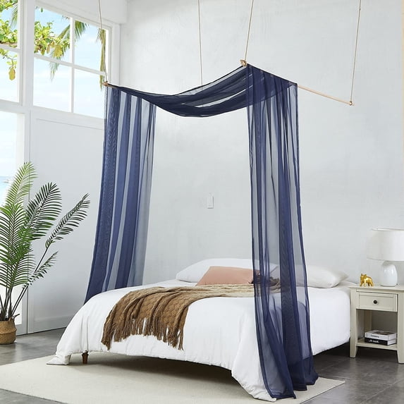 Warm Home Designs 55" W x 144" L Navy Blue Bed Canopy Curtains for Twin Bed. BC N Blue 144