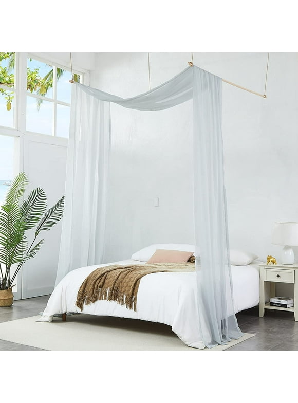 Warm Home Designs 55" W x 144" L Silver Bed CanopyCurtains for Twin Bed
