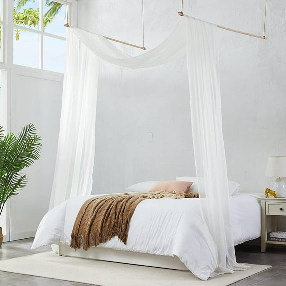 Warm Home Designs 55" W x 360" L Beige Canopy Bed Curtains for Extra Large Bed. BC Beige 360